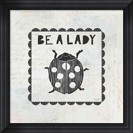 Framed Ladybug Stamp Be A Lady Print