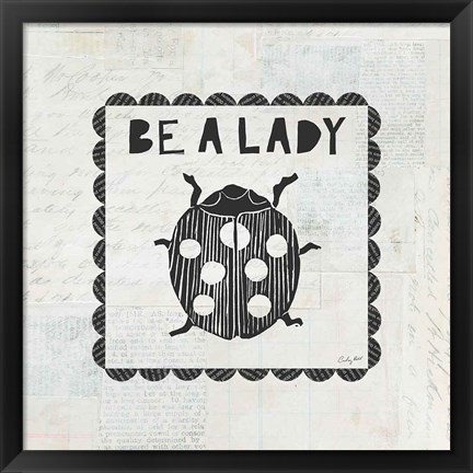 Framed Ladybug Stamp Be A Lady Print