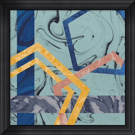 Framed Terrazzo I Blue Print