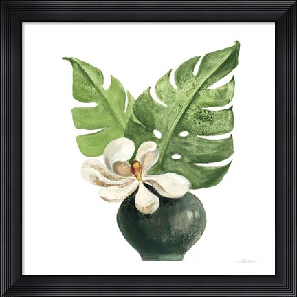 Framed Tropical Leaves II on White Print