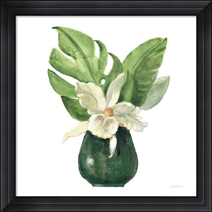 Framed Tropical Leaves I on White Print