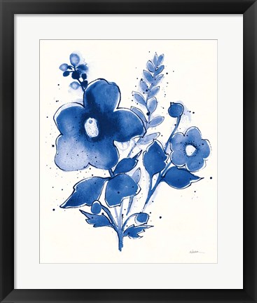 Framed Independent Blooms Blue IV v2 Print