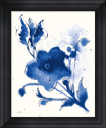 Framed Independent Blooms Blue II v2 Print