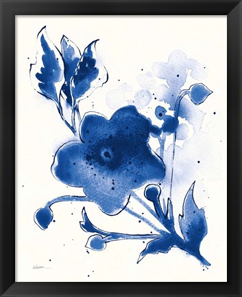 Framed Independent Blooms Blue II v2 Print