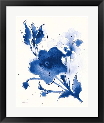 Framed Independent Blooms Blue II v2 Print