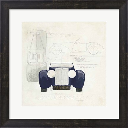 Framed Roadster II Blue Car Print