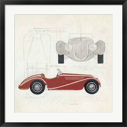 Framed Roadster I Red Car Print