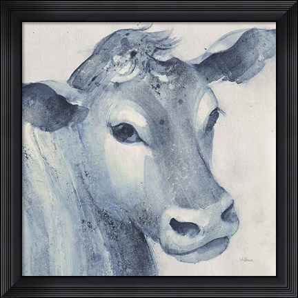 Framed Moo Blue Crop Print