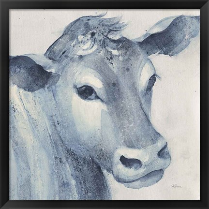 Framed Moo Blue Crop Print