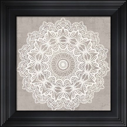 Framed Contemporary Lace Neutral VI v2 Vintage Print