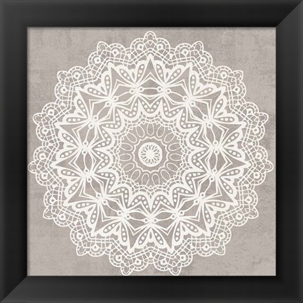 Framed Contemporary Lace Neutral VI v2 Vintage Print