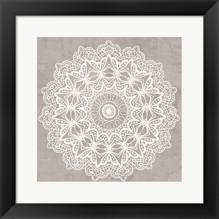 Framed Contemporary Lace Neutral VI v2 Vintage Print