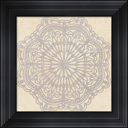 Framed Contemporary Lace Neutral I Vintage Print