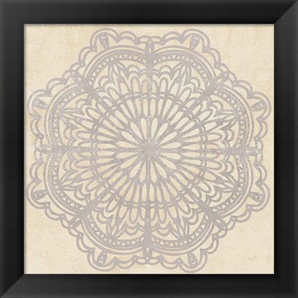 Framed Contemporary Lace Neutral I Vintage Print