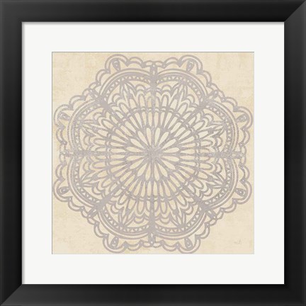 Framed Contemporary Lace Neutral I Vintage Print