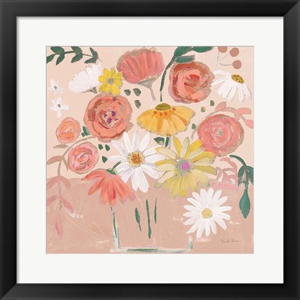 Framed Folk Floral II Modern Print