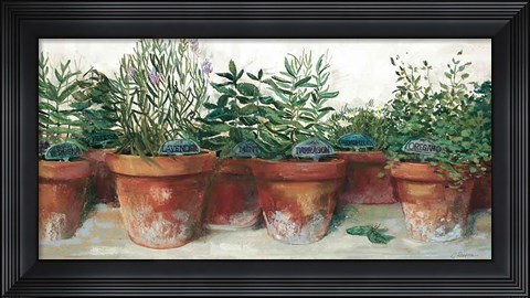 Framed Pots of Herbs I White Print