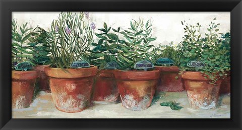 Framed Pots of Herbs I White Print