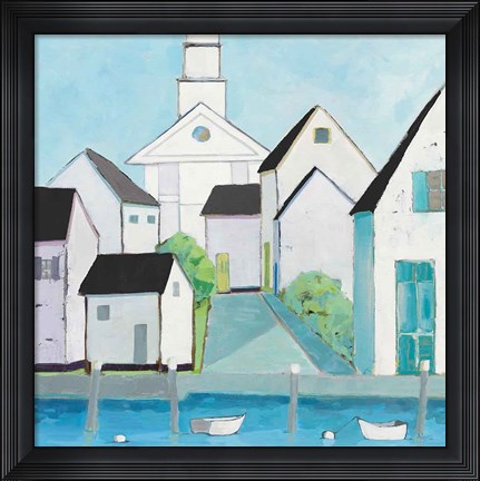 Framed Harbor Town III No Sign Light Print