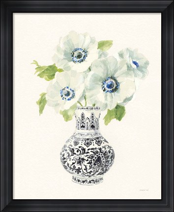 Framed Floral Chinoiserie I Black Crop Print