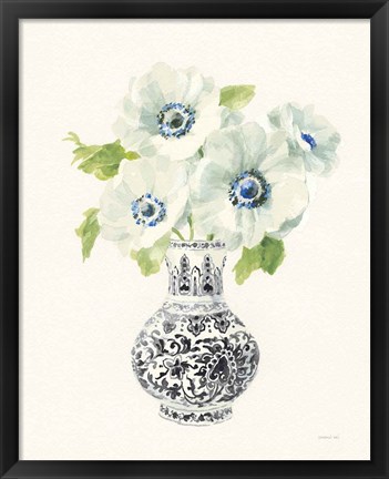 Framed Floral Chinoiserie I Black Crop Print
