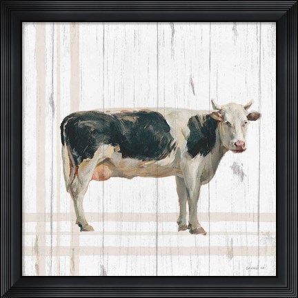 Framed Farm Patchwork V White Wood Print
