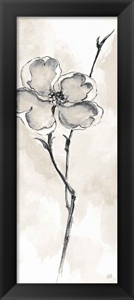 Framed Solitary Dogwood II Taupe Print