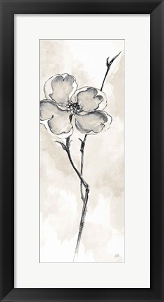 Framed Solitary Dogwood II Taupe Print