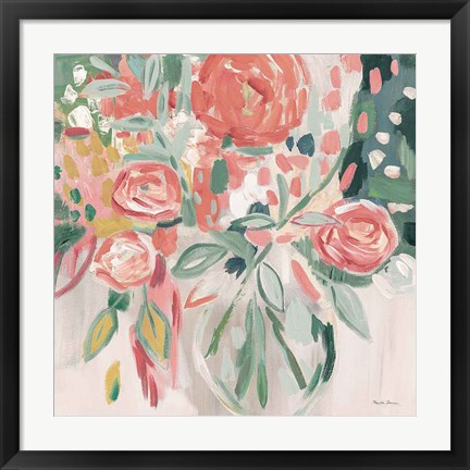 Framed Summer Pink Floral Modern Print