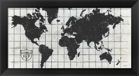 Framed Black Gild World Map I Crest Print