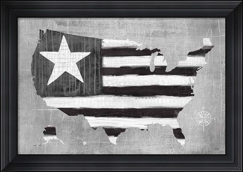 Framed See the USA Americana BW Print