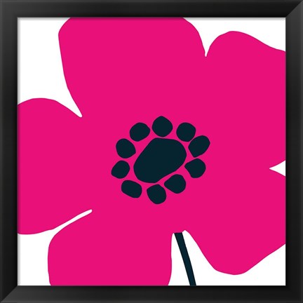 Framed Pop Art Floral IV Hot Pink Print