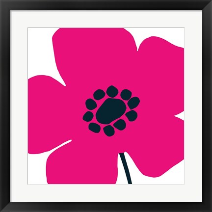 Framed Pop Art Floral IV Hot Pink Print