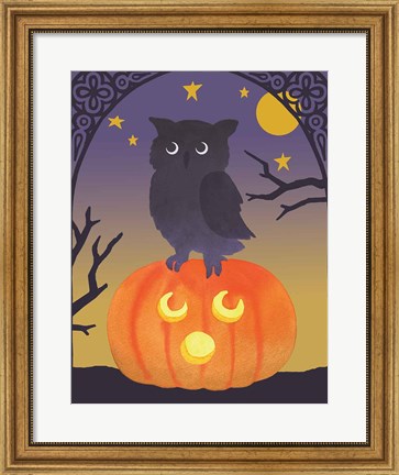 Framed Halloween Critter III Light Owl Print