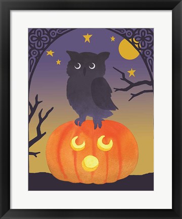 Framed Halloween Critter III Light Owl Print