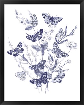Framed Butterfly Bouquet I Blue Print