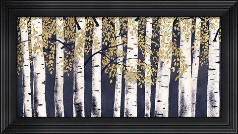 Framed Fresh Forest Indigo Gold Print