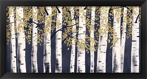 Framed Fresh Forest Indigo Gold Print