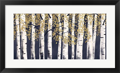 Framed Fresh Forest Indigo Gold Print