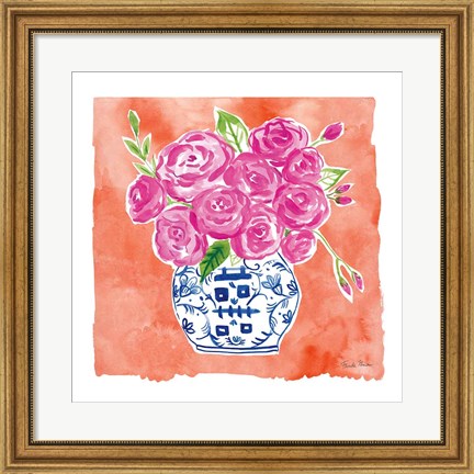 Framed Chinoiserie Roses II Print