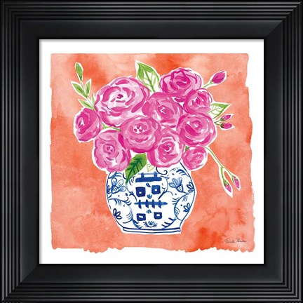 Framed Chinoiserie Roses II Print