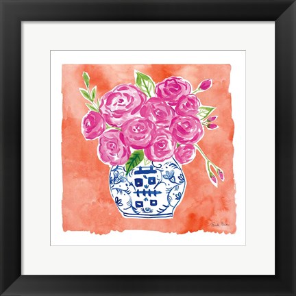 Framed Chinoiserie Roses II Print