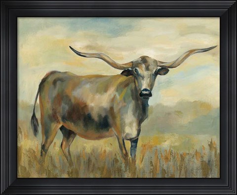 Framed Longhorn Cow Print
