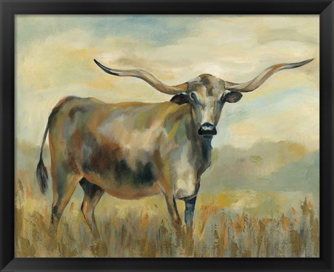 Framed Longhorn Cow Print