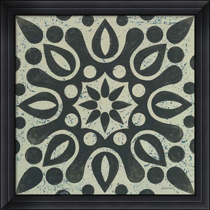 Framed Black and White Tile IV Print