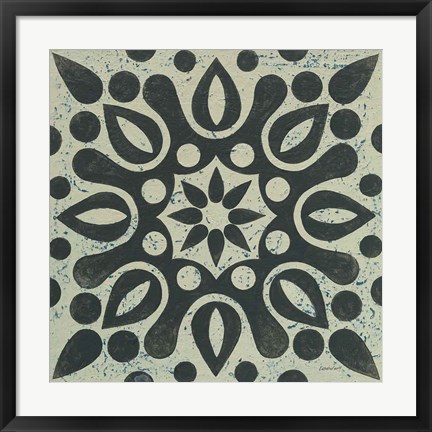 Framed Black and White Tile IV Print