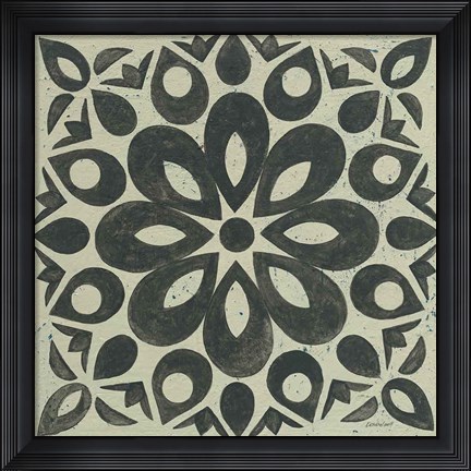 Framed Black and White Tile III Print