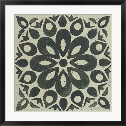 Framed Black and White Tile III Print