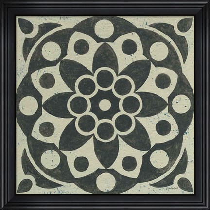 Framed Black and White Tile II Print