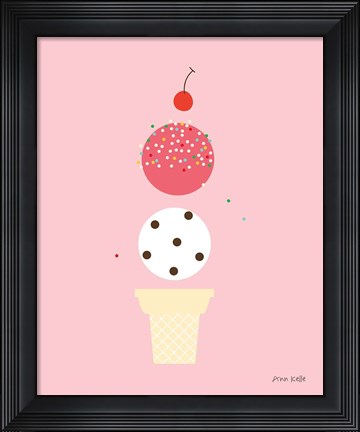 Framed Ice Cream and Cherry II Print